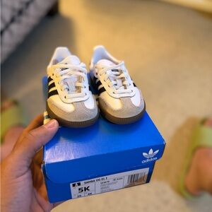 Adidas Kids Samba OG White and Gray Sneakers